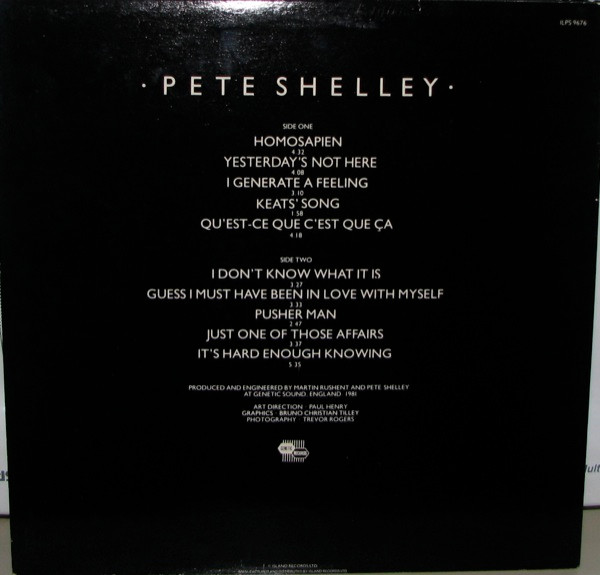 Pete Shelley - Homosapien | Genetic Records (ILPS 9676) - 2