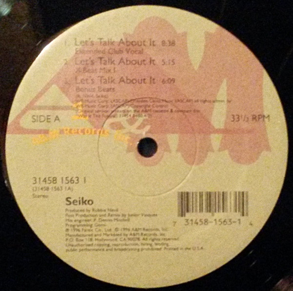 Seiko Matsuda - Let's Talk About It | A&M Records (31458 1563 1) - main Seiko Matsuda - Let's Talk About It | A&M Records (31458 1563 1) - main