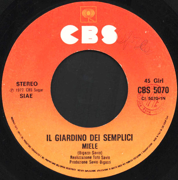 Il Giardino Dei Semplici - Miele | CBS (CBS 5070) - 4