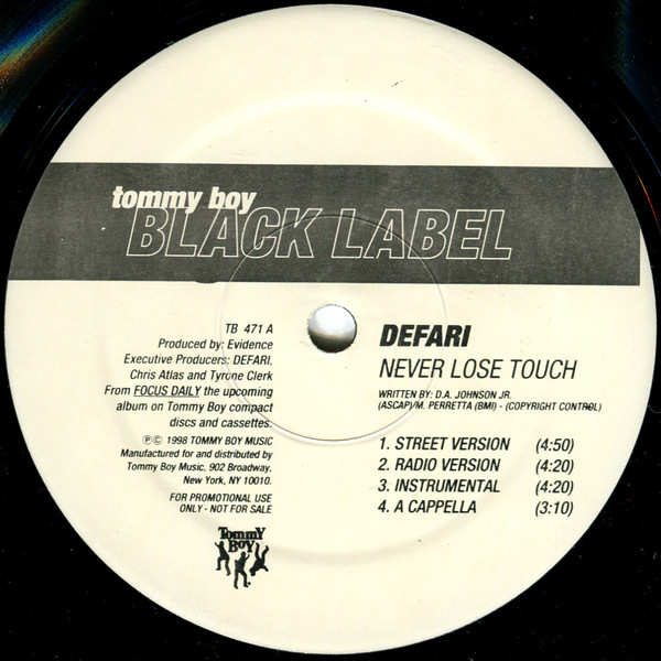 Defari - Never Lose Touch / People's Choice | Tommy Boy Black Label (TB 471)