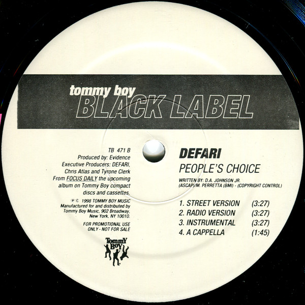 Defari - Never Lose Touch / People's Choice | Tommy Boy Black Label (TB 471) - 2 Defari - Never Lose Touch / People's Choice | Tommy Boy Black Label (TB 471) - 2