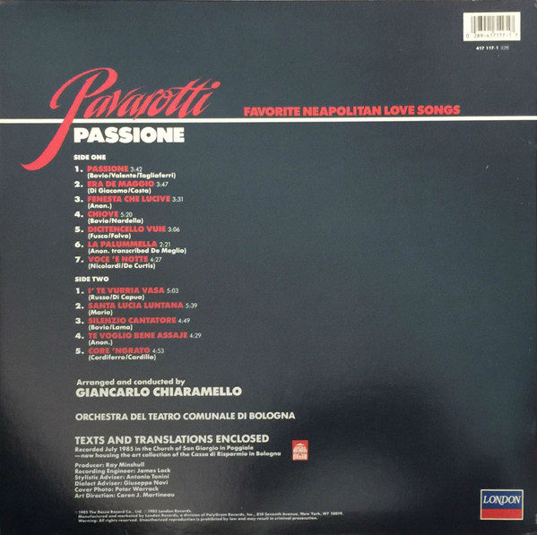 Luciano Pavarotti - Passione | Decca (417 117-1) - 2 Luciano Pavarotti - Passione | Decca (417 117-1) - 2