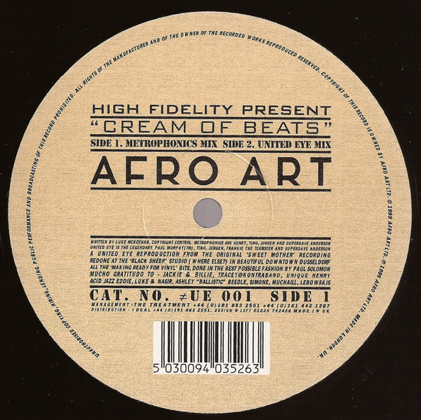 High Fidelity - Cream Of Beats | Afro Art (UE001) - main
