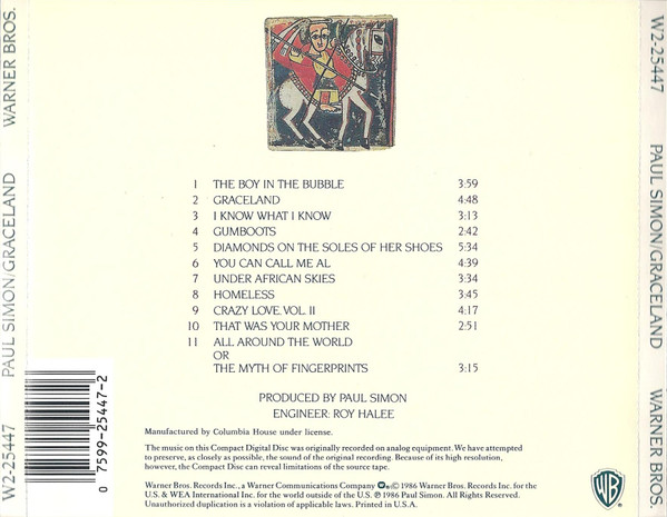 Paul Simon - Graceland | Warner Bros. Records (W2-25447) - 2 Paul Simon - Graceland | Warner Bros. Records (W2-25447) - 2