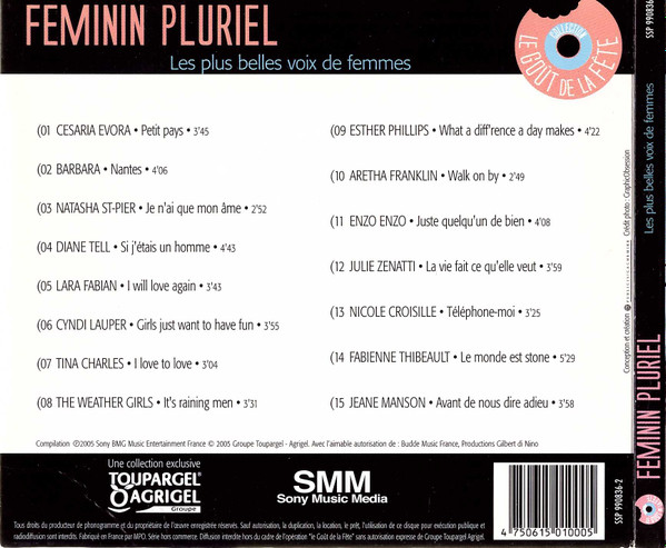 Various - Féminin Pluriel - Les Plus Belles Voix De Femmes | Groupe Toupargel Agrigel (SSP 990836-2) - 2