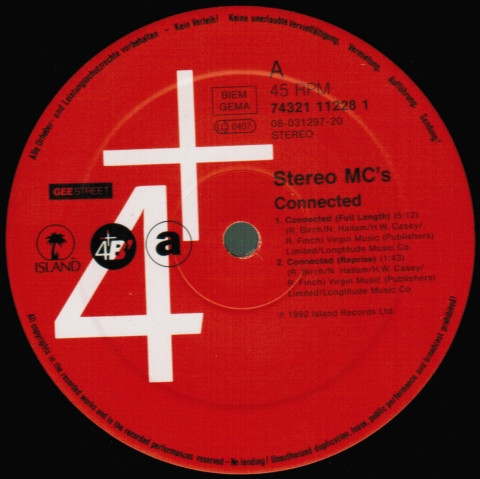 Stereo MC's - Connected | 4th & Broadway (74321 11228 1) - 3