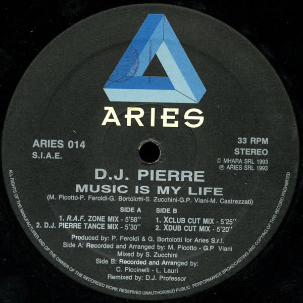 DJ Pierre - Music Is My Life | Aries Records (ARIES 014) - main DJ Pierre - Music Is My Life | Aries Records (ARIES 014) - main