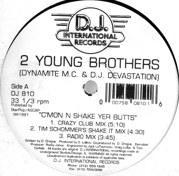 2 Young Brothers - C'mon N Shake Yer Butts | D.J. International Records (DJ 810) - 2 2 Young Brothers - C'mon N Shake Yer Butts | D.J. International Records (DJ 810) - 2