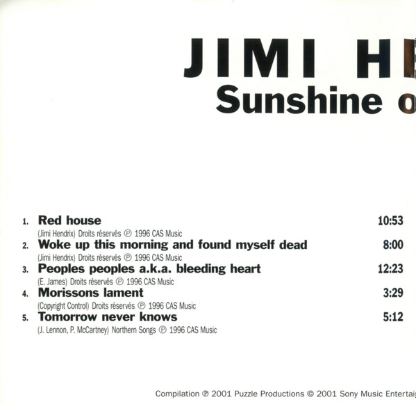 Jimi Hendrix - Sunshine Of Your Love | Sony Music Media (SMM 503264 2) - 3