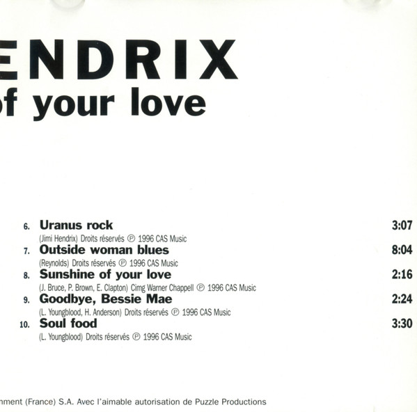 Jimi Hendrix - Sunshine Of Your Love | Sony Music Media (SMM 503264 2) - 4