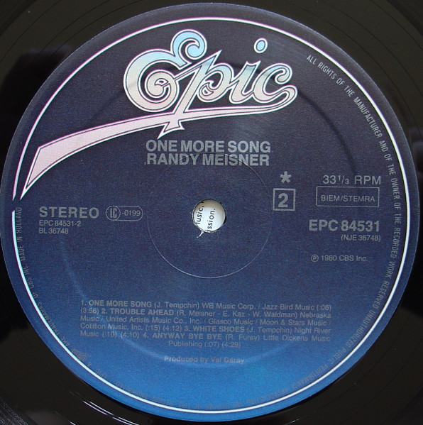 Randy Meisner - One More Song | Epic (EPC 84531) - 4 Randy Meisner - One More Song | Epic (EPC 84531) - 4