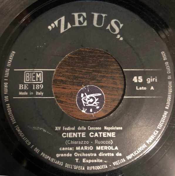 Mario Merola - Ciento Catene / Tengo A Mamma Ca M'Aspetta | Zeus (BE 189) - 2