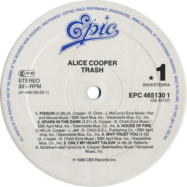 Alice Cooper - Trash | Epic (EPC 465130 1) - 3