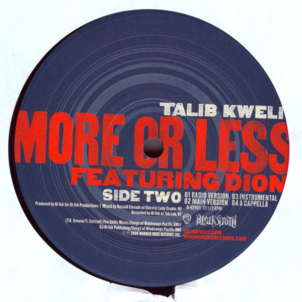 Talib Kweli - Listen!!! / More Or Less | Warner Bros. Records (0-42965) - 3