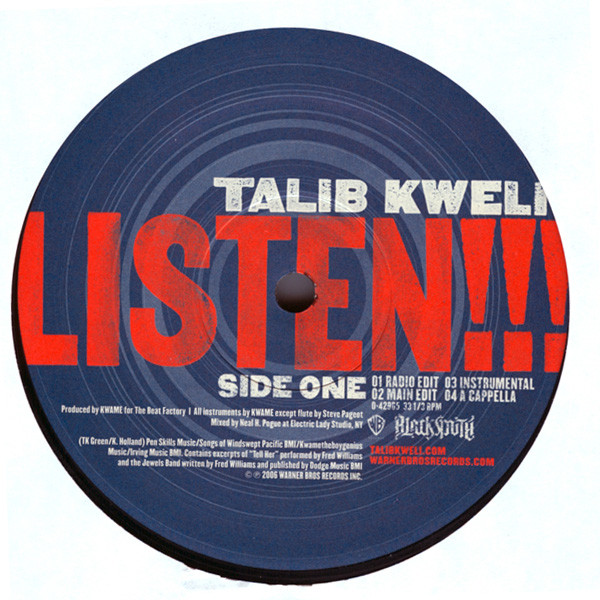 Talib Kweli - Listen!!! / More Or Less | Warner Bros. Records (0-42965) - 2