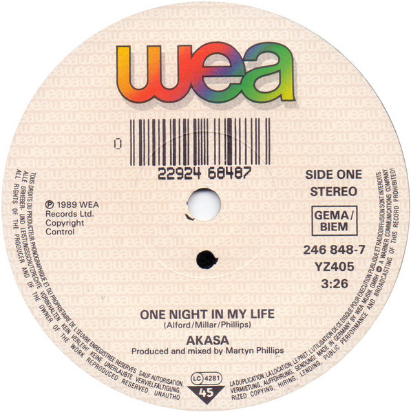 Akasa - One Night In My Life | WEA (YZ405) - 3