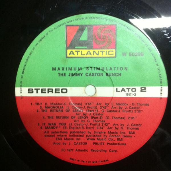 The Jimmy Castor Bunch - Maximum Stimulation | Atlantic (W 50398) - 3