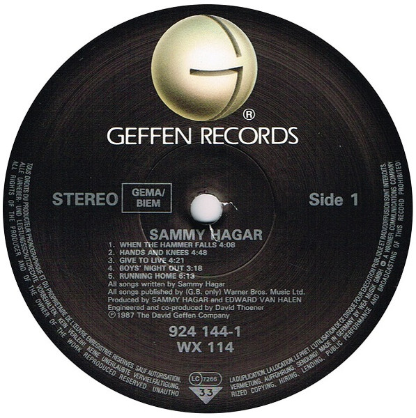 Sammy Hagar - Sammy Hagar | Geffen Records (924 144-1) - 3