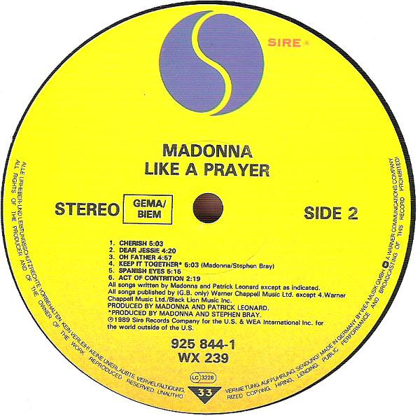 Madonna - Like A Prayer | Sire (WX 239) - 4