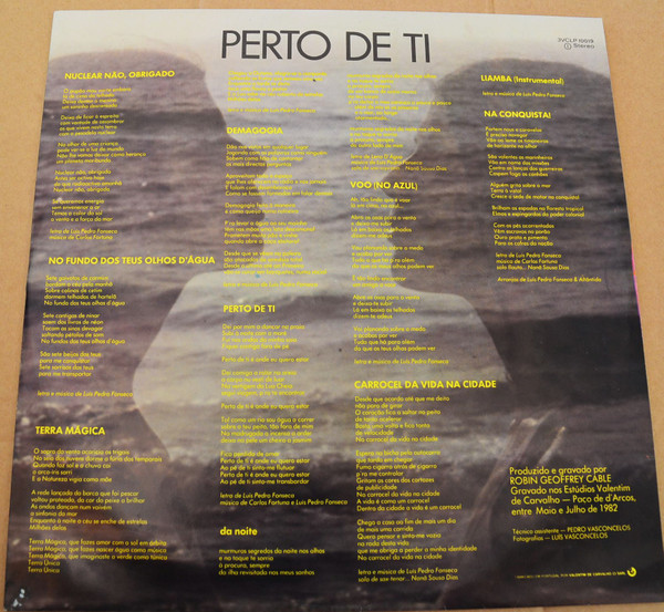 Lena D'Água & Atlântida - Perto De Ti | Valentim De Carvalho (3VCLP 10019) - 3