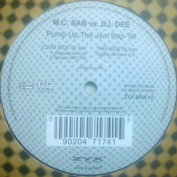 M.C.Sar vs. DJ Dee - Pump Up The Jam Rap '98 | ZYX Music (ZYX 8928-12)