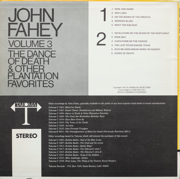 John Fahey - Volume 3 / The Dance Of Death & Other Plantation Favorites | Takoma (C-1004) - 2 John Fahey - Volume 3 / The Dance Of Death & Other Plantation Favorites | Takoma (C-1004) - 2