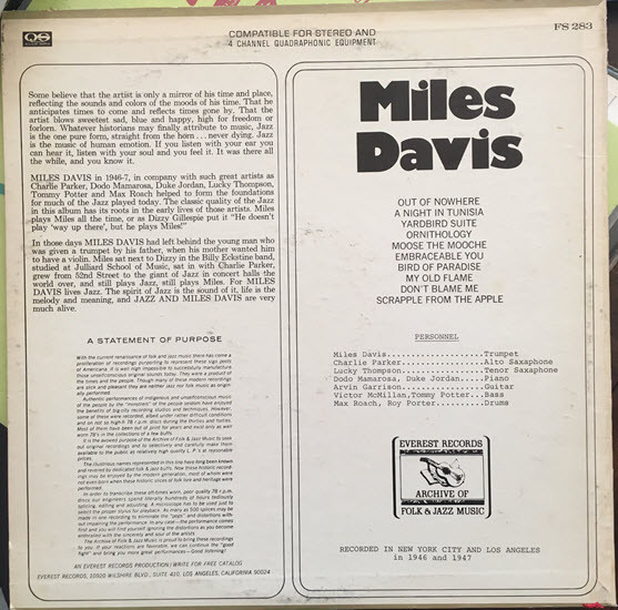 Miles Davis - Miles Davis | Everest Records Archive Of Folk & Jazz Music (FS 283) - 2 Miles Davis - Miles Davis | Everest Records Archive Of Folk & Jazz Music (FS 283) - 2
