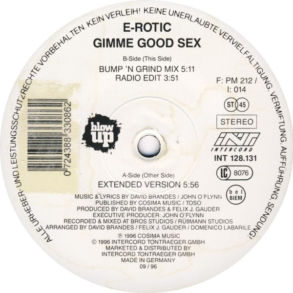 E-Rotic - Gimme Good Sex | Blow Up (INT 128.131)