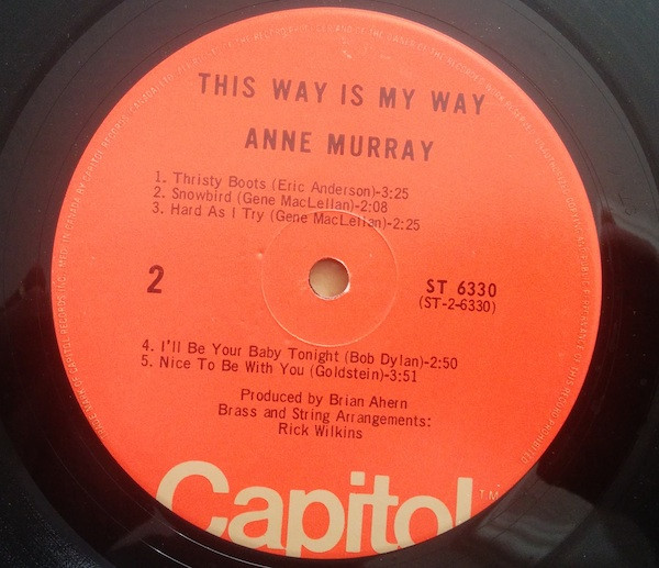 Anne Murray - Snowbird Formerly Titled This Way Is My Way | Capitol Records (ST 6330) - 4 Anne Murray - Snowbird Formerly Titled This Way Is My Way | Capitol Records (ST 6330) - 4