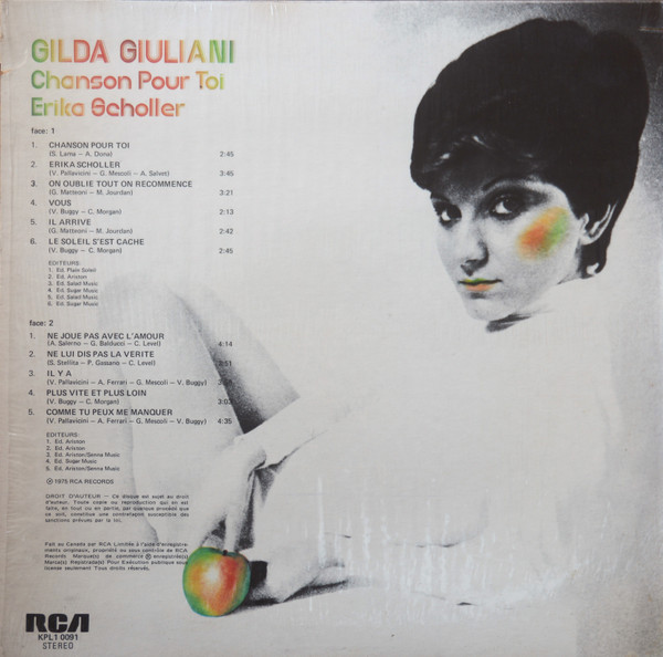 Gilda Giuliani - Chanson Pour Toi Erika Scholler | RCA Victor (KPL1 0091) - 2 Gilda Giuliani - Chanson Pour Toi Erika Scholler | RCA Victor (KPL1 0091) - 2