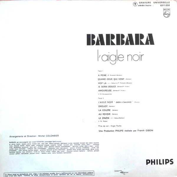 Barbara - L'aigle Noir | Philips (6311.024) - 2