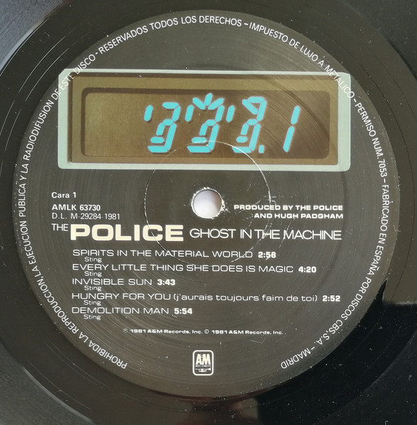 The Police - Ghost In The Machine | A&M Records (AMLK 63730) - 3