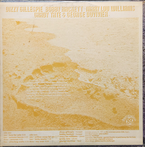 Dizzy Gillespie , Bobby Hackett , Mary Lou Williams , Grady Tate & George Duvivier - Giants | Perception Records (PLP 19) - 2 Dizzy Gillespie , Bobby Hackett , Mary Lou Williams , Grady Tate & George Duvivier - Giants | Perception Records (PLP 19) - 2