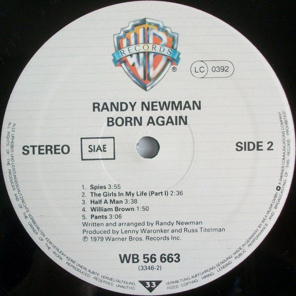 Randy Newman - Born Again | Warner Bros. Records (WB 56 663) - 4 Randy Newman - Born Again | Warner Bros. Records (WB 56 663) - 4