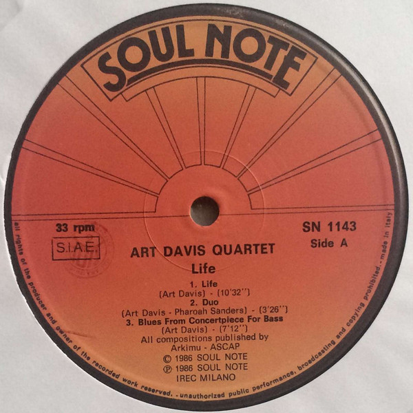 Art Davis Quartet - Life | Soul Note (SN 1143) - 3