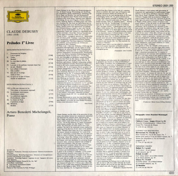 Claude Debussy , Arturo Benedetti Michelangeli - Préludes • Volume 1 | Deutsche Grammophon (2531 200) - 2