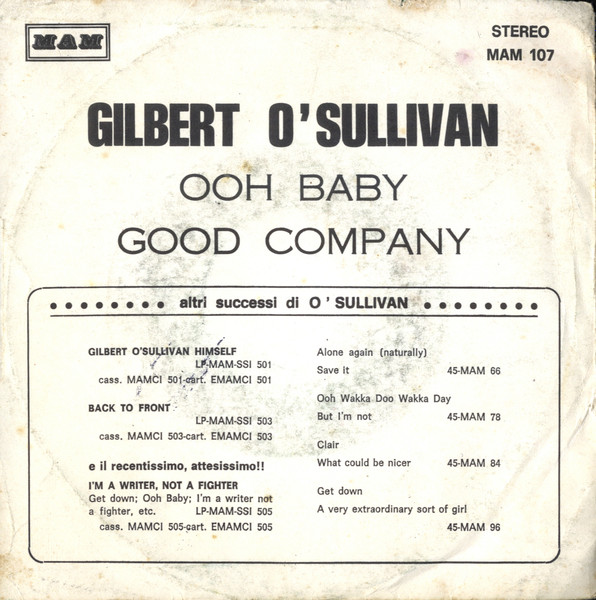 Gilbert O'Sullivan - Ooh Baby | MAM (MAM 107) - 2