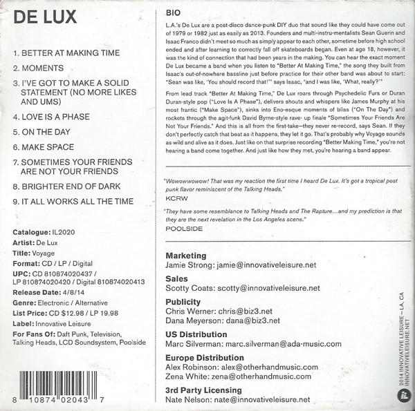 De Lux - Voyage | Innovative Leisure Records (IL2020) - 2