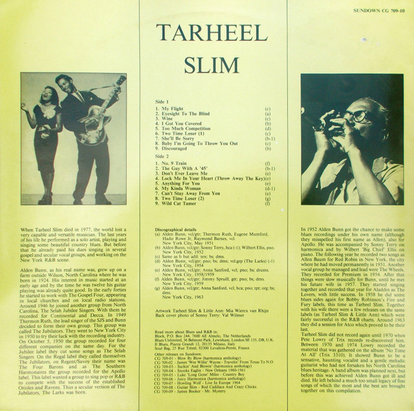 Tarheel Slim - Too Much Competition | Sundown (CG 709-10) - 2 Tarheel Slim - Too Much Competition | Sundown (CG 709-10) - 2