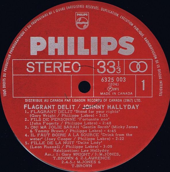 Johnny Hallyday - Flagrant Délit | Philips (6325 003) - 4 Johnny Hallyday - Flagrant Délit | Philips (6325 003) - 4