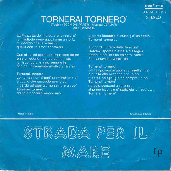 Homo Sapiens - Tornerai Tornerò | Rifi (RFN-NP 16616) - 2