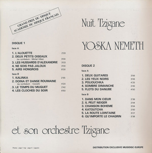 Yoska Nemeth Et Son Orchestre Tzigane - Nuit Tzigane | Disques Festival (ALBUM 209) - 2