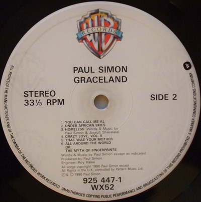 Paul Simon - Graceland | Warner Bros. Records (WX 52) - 4