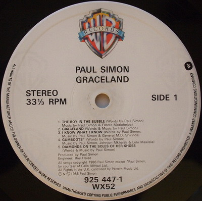 Paul Simon - Graceland | Warner Bros. Records (WX 52) - 3