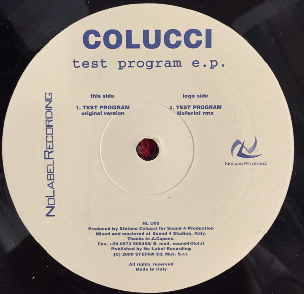 Colucci - Test Program EP | No Label (NL 005)