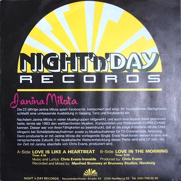 Janina Milota - Love Is Like A Heartbeat | Night'n Day Records (17/1016) - 2