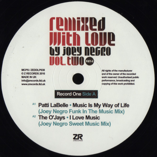 Joey Negro - Remixed With Love By Joey Negro (Vol. Two) (Part A) | Z Records (ZEDDLP038) - 2 Joey Negro - Remixed With Love By Joey Negro (Vol. Two) (Part A) | Z Records (ZEDDLP038) - 2
