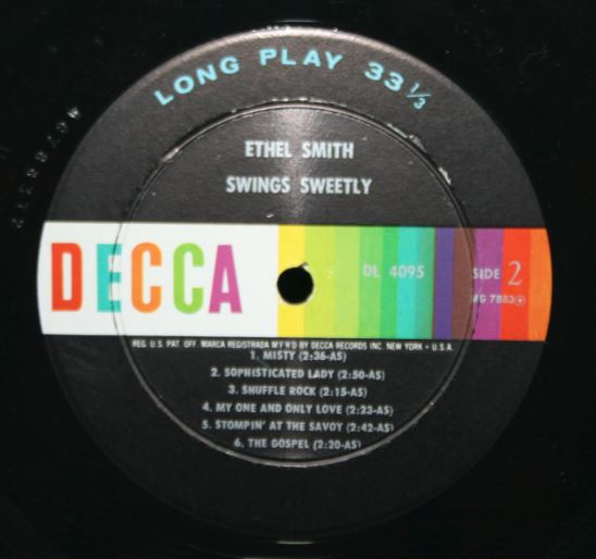 Ethel Smith - Ethel Smith Swings Sweetly | Decca (DL 4095) - 4