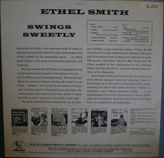 Ethel Smith - Ethel Smith Swings Sweetly | Decca (DL 4095) - 2