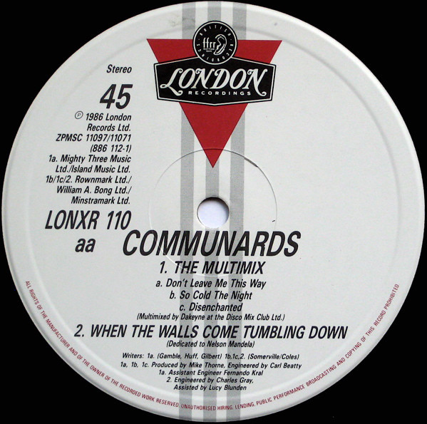 The Communards - So Cold The Night / The Multimix | London Records (LON XR 110) - 3